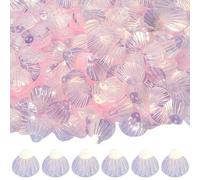 CABODYALS 1 Box 100G Light Pink Seashell Iridescent Sequins with 2 Top Hole Shell Shaped Glitter Paillette Shiny Sparkle Ocean Theme Sequin for Sewing Making Summer Beach Decor Diy Jewellery Craft