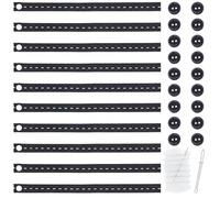 CABODYALS 1 Box 10Pcs Black Adjustable Jean Pant Elastic Waistband Pant Buttonholes Band Stretchable Waist Extender Tightener Tool Set with Buttons Clip Thread Needle for Cloth Jeans Decor