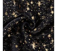 CABODYALS 1 Box 153CM Black Star Glitter Tulle Mesh Foil Sparkly Netting Shiny Sheer Gold Organza Polyester Printed Galaxy Polyester Fabric by The Metre for Sewing Making Dress Diy Crafts Costume
