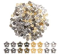 CABODYALS 1 Box 200PCS Alloy Two Hole Mini Star Shaped Buttons Multiple Gold Black Brown Silver Five Pointed Stars Metallic Assorted Button for Sewing Making Clothing Diy Craft Headbands Accessories