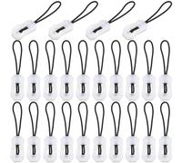 CABODYALS 1 Box 24Pcs White Zipper Cord Replacement Pull Tab Tags Luminous Glow in The Dark Pulls Extension Fixer Polyester Cords Fixer Zip Puller for Handbag Backpacks Purse Repair Diy Craft Supply