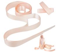 CABODYALS 1 Box 2Pcs Ballet Pointe Shoe Elastic Ribbon Bloch Satin Stretch Pink Invisible Nude Soft Strap Wide Sheer Stretchy Silky Ribbons Polyester Dance Stuff for Sewing Woman Gifts Dancer Crafter