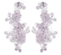 CABODYALS 1 Box 2Pcs Purple 3D Floral Appliques Sequin Beaded Embroidered Patch Flower Rhinestone Embroidery Lace Applique Polyester Sew on Patches for Sewing Making Wedding Cloth Bridal Craft