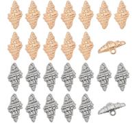 CABODYALS 1 Box 40Pcs 2 Colours Gold Glittering Seashells Shaped Metal Buttons Alloy Sliver Ocean Shank Sea Conch Shell Button Bulk for Sewing Making Women Men Suit Woolen Coat Shirt Art Crafts