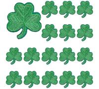 CABODYALS 1 Box 40Pcs Green Clover Patch St Patricks Day Shamrock Embroidery Three Leaf Appliques Repair Clovers Embroidered Emblem Iron Sew on Patches for Sewing Making Cloth Hat Bag Diy Craft