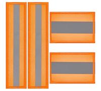 CABODYALS 1 Box 4Pcs 2 Style Orange Reflective Safety Embroidered Patches Hook and Loop Reflective Appliques Patch Set for Sewing Making Vest Sportswear Rain Jackets Police Rescue Night Workers