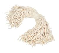 CABODYALS 1 Box 500Pcs Beige Cotton Hang Pricing Tag String Snap Hanging Rope Plastic Lock Pin Loop Fastener Tie Tags Strings for Garments Price Luggage Label Clothes Bookmarks Decor Craft