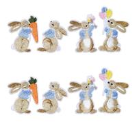 CABODYALS 1 Box 8Pcs 4 Styles Rabbit Embroidery Patches Cute Easter Bunny Applique Small Rabbits Embroidered Sew on Bunnies Cartoon Animals Patch for Sewing Making Shoes Bags Jeans Diy Craft