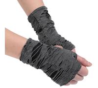CABODYALS 1 Pair Punk Black Fingerless Gloves Broken Torn Slit Goth Ripped Holes Rave Gloves Halloween Gothic Grunge Arm Warmers Bulk for Costume Cosplay Prom Party Clothes Decoration Accessory