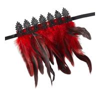 CABODYALS 1 Pair Red Feather Wrist Cuffs Novelty Lace Gloves Floral Angel Wings Bracelets Gothic Mesh Wristband Swan Witch Arm Sleeve for Women Cosplay Halloween Party Performances Costume Accessories