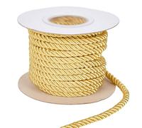 CABODYALS 10.94 Yards 5MM 3 Ply Yellow Gold Twist Honor Grad Cord Trim Braid Shiny Satin Twine Thread String Decorative Thick Fabric Fibre Rope for Sewing Making Jewellery Home Decor Gifts Diy Craft