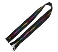 CABODYALS 10 Pcs #5 Black Nylon Zippers Tape Rainbow Teeth Resin Coil Zippers 5M Colorful Separating Zippers with Ring Pulls for Sewing Making Crafts Jackets Pants Jeans Coats Purses Diy Supply