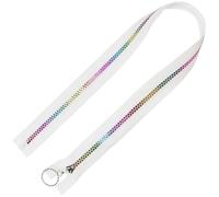 CABODYALS 10 Pcs #5 White Nylon Zipper Tape Colorful Teeth Resin Coil Zippers 5M Rainbow Separating Zippers with Ring Pulls for Sewing Making Crafts Tailor Bag Clothes Luggage Purses Supply