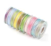 CABODYALS 10 Rolls 219.46M 3Ply Metallic Assorted Colour Cord Embroidery Threads Colourful Crochet Cords Shimmer Tinsel Polyester String Bulk for Sewing Making Crafts Bracelets Beading Knitting Diy