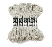 CABODYALS 10 Skeins 12 Strands 80M Beige Polyester Embroidery Floss Metallic Glitter Cross Stitch Thread Gold Silver Shimmer Crewel Floss for Hand Knitting Sewing Weaving Tassels Decorations