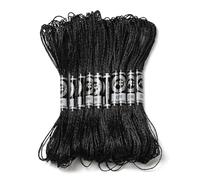 CABODYALS 10 Skeins 12 Strands 80M Black Embroidery Threads Floss Metallic Shimmer Cross Stitch Thread Kit Gold Silver Glitter Polyester String for Friendship Bracelet Weaving Knitting Diy Crafts