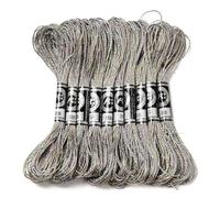 CABODYALS 10 Skeins 12 Strands 80M Grey Polyester Embroidery Floss Metallic Shimmer Crewel Cross Stitch Threads Glitter Floss for Sewing String Art Tassels DIY Project Friendship Bracelets