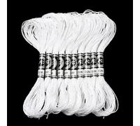 CABODYALS 10 Skeins 12 Strands 80M White Polyester Embroidery Floss Metallic Glitter Cross Stitch Thread Gold Silver Shimmer Crewel Floss for Hand Sewing Birthday Cards Friendship Bracelets