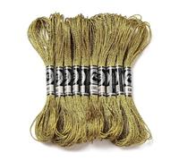 CABODYALS 10 Skeins 12 Strands 80M Yellow Gold Polyester Cross Stitch Thread Metallic Glitter Embroidery Floss Gold Silver Shimmer Crewel Floss for Hand Sewing Decoration Friendship Bracelet