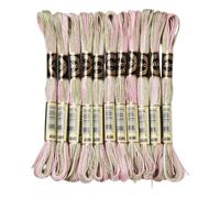 CABODYALS 10 Skeins 6 Strands Pink Green Hand Variegated Embroidery Floss Gradient Cross Stitch Thread Friendship Bracelet String Yarn Bracelets Threads for Sewing Crochet Crafts Stitching Diy