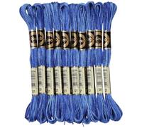 CABODYALS 10 Skeins 80M 6 Ply Variegated Steel Blue Cross Stitch Floss Segment Embroidery Thread Gradient Friendship Bracelet String Yarn Bulk for Sewing Making Jewellery Needlecraft Knitting