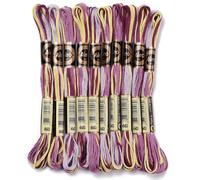 CABODYALS 10 Skeins 80M Purple Variegated Embroidery Floss Gradient Color Cross Stitch Threads Bracelet String Polyester Threads Bulk for Jewelry Making Bracelet Knitting Stitching Craft Supply