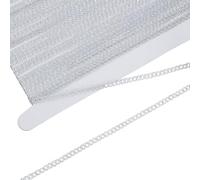 CABODYALS 10 Yards Silver Braid Ribbon Metallic Thin Gimp Lace Trim Glitter Flat Polyester Fabric Woven Edge Upholstery Trimming for Sewing Making Wedding Bridal Costume Curtain Home Decor Crafts