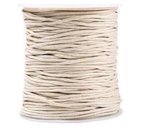 CABODYALS 100 Yards 1.5mm White Waxed Cotton Cord Beige Smooth Soft Round Macrame Thread Cream Wax Bracelets Braid String Bulk with Spool for Jewellery Making Sewing Stitching Necklace Diy Crafts