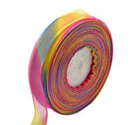 CABODYALS 100 Yards 38MM Rainbow Organza Ribbon Gradient Sheer Trimming Colourful Transparent Fabric Shimmer Chiffon Satin Ribbons for Wrapping Gift Making Bows Diy Craft Party Festival Decoration