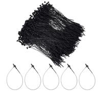 CABODYALS 1000Pcs 5 Inch Plastic Black Tag Loops Hang Tag String Security Price Tags Fastener Ring Adjustable Snap Lock Pin Safety Loop Ties for Retail Store Clothing Accessories Diy Craft Price Tag