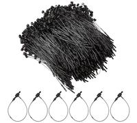 CABODYALS 1000Pcs 80mm Black Plastic Fastener Hang Price Tag Ring Loops Adjustable Snap Lock Pin Safety Security Loop Tags Ties String for Labeling Wires Clothing Price DIY Accessories