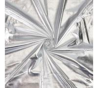 CABODYALS 100CM 91CM Silver Metallic Foil Sparkly Stretch Fabric Spandex Polyester 4 Way Shiny Stretchy Satin Fabric by The Metre for Sewing Making Costume Dress Cosplay Swimsuit Christmas Party Decor