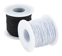 CABODYALS 100M Black White Cored Elastic Thread 2 Rolls Black White Round Sew Threads Shirring Cord Roll Specific Stretchy Strings for Sewing Making Quilt Bracelet Diy Craft Supply