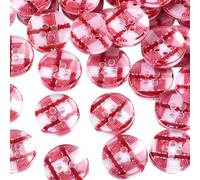 CABODYALS 100Pcs 1/2 Inch 4 Hole Red Tartan Gingham Resin Buttons Checkered Pattern Round Flat Buttons Christmas Buffalo Plaid Button Bulk for Sewing Making Crafts Clothes Shirts Home Decor Diy