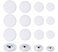 CABODYALS 100Pcs 4 Styles White Aluminum Small Flat Round Buttons Replacement Cloth Fabric Covered Metal Shank Button for Sewing Making Women Clothes Bag Wedding Bridal Dresses Coat Sweater Diy Craft