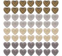 CABODYALS 100Pcs Alloy Silver Gold 1 Hole Heart Pattern Buttons Love Vintage Shank Retro Metal Assorted Bulk Matte Carved Groovy Golden Matallic Buttons for Sewing Making Crafts Dress Decorations