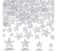 CABODYALS 100Pcs Star Acrylic Clear Rhinestone Small Five Point Stars Cabochons Flat Plated Back No Hole Crystal Embelishments Transparent Crafts Decorative Rhinestones for Wedding Engagement Party