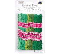 CABODYALS 105 Yards 12 Skeins 6 Strands Green Cross Stitch Embroidery Floss Variegated Polyester Thread Friendship Bracelet String Yarn Threads for Hand Sewing DIY Bracelets Needlecrafts Stitching