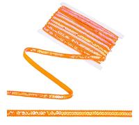 CABODYALS 10M 12mm Orange Sequin Trim Roll Sparkly Braid Spangles Strips Glitter Round Flat Beaded Paillettes Fabric Ribbons for Sewing Making Costume Party Dance Dress Diy Craft Supply