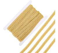 CABODYALS 10M 13mm Gold Gimp Braid Trim Metallic Woven Lace Trimming Polyester Upholstery Fringe Strip Thin Fabric Ribbon for Sewing Making Diy Crafts Costume Hat Curtain Home Decoration Accessories