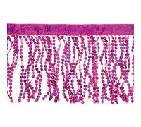 CABODYALS 10M 166mm Hot Pink Sequin Tassel Trim Glitter Chainette Fringe Beaded Paillettes Strip Decorative Spangles Fabric Ribbon for Sewing Costume Dance Dress Decor Diy Craft Supply