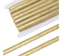 CABODYALS 10M Gold Sequin Braid Trim Single Row Glitter Strips Flat Paillette Sequins Roll Shiny Single Face Woven Metallic Lace Ribbons for Sewing Party Costumes Home Decor Gift Wrapping Diy Craft