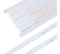 CABODYALS 10M White Sequin Braid Ribbon Single Row Lace Trimming Glitter Flat Sequins Paillette Roll Shiny Metallic Single Face Strips for Sewing Making Clothing Accessories Decor Gifts Diy Crafts