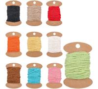 CABODYALS 10Pcs 100M Colourful Burlap String Decorative Long Hemp Bulk Coloured Handfasting Thin Twines Durable Jute Rope Twine Strings for Making Bracelets Accessories Gift Wrapping Decor Diy Craft