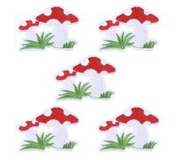 CABODYALS 10PCS 60mm Small Red Mushroom Embroidery Patches Mini Cute Cartoon Applique Sew on Plant Nature Iron on Patch Bulk for Sewing Making Hats Shirts Clothes Easter Jeans Diy Supply