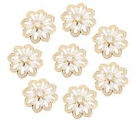 CABODYALS 10Pcs Crystal Golden Button Rhinestone Petal Snaps Rack Brass Clear Plated Zirconia Exquisite Shiny Flower Copper Metal Buttons for Sewing Clothing Dress Decoration Gifts Diy Craft
