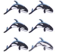 CABODYALS 10Pcs Killer Whale Embroidery Patches Ocean Animals Embroidered Iron on Fabric Patch Sea Animal Sew on Repair Badge Appliques Bulk for Sewing Making Clothes Jeans Shirt Bag Diy Crafts