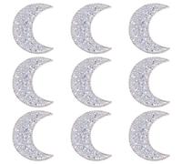 CABODYALS 10PCS Silver Rhinestone Moon Applique Sew on Embroidered Crystal Iron on Patches Sticker Celestial Embroidery Transfer Repair Badges for Sewing Making Crafts Clothes Bag Jeans Christmas