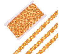 CABODYALS 11M 17mm Orange Sequin Ribbon Wave Braid Paillettes Strip String Glitter Single Row Beaded Ric Rac Spangle Lace Trim for Sewing Making Party Home Christmas Embellishment Fringe Diy Craft
