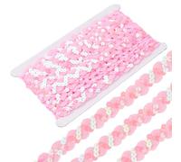 CABODYALS 11M Pink Wavy Braid Sequin Strip Glitter Flat Paillette Fabric Trim Shiny Sequins Sew on String Roll Polyester Sparkle Ribbons for Sewing Making Embellishment Clothes Home Party Decor Diy